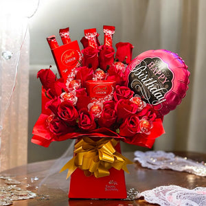 Lindt Chocolate and Flower Bouquet